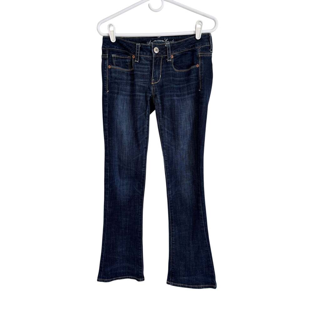 American Eagle Skinny Kick Jeans Low Rise Sequin Pocket Detail Size 2 Mc Bling